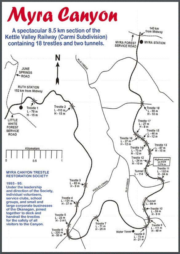 Myra Canyon map